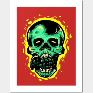 SKULL NADE GREEN ARMY Posters and Art